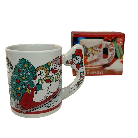 Christmas Mug with Fancy Handle Decorated - New in Box - Picture 10 of 15